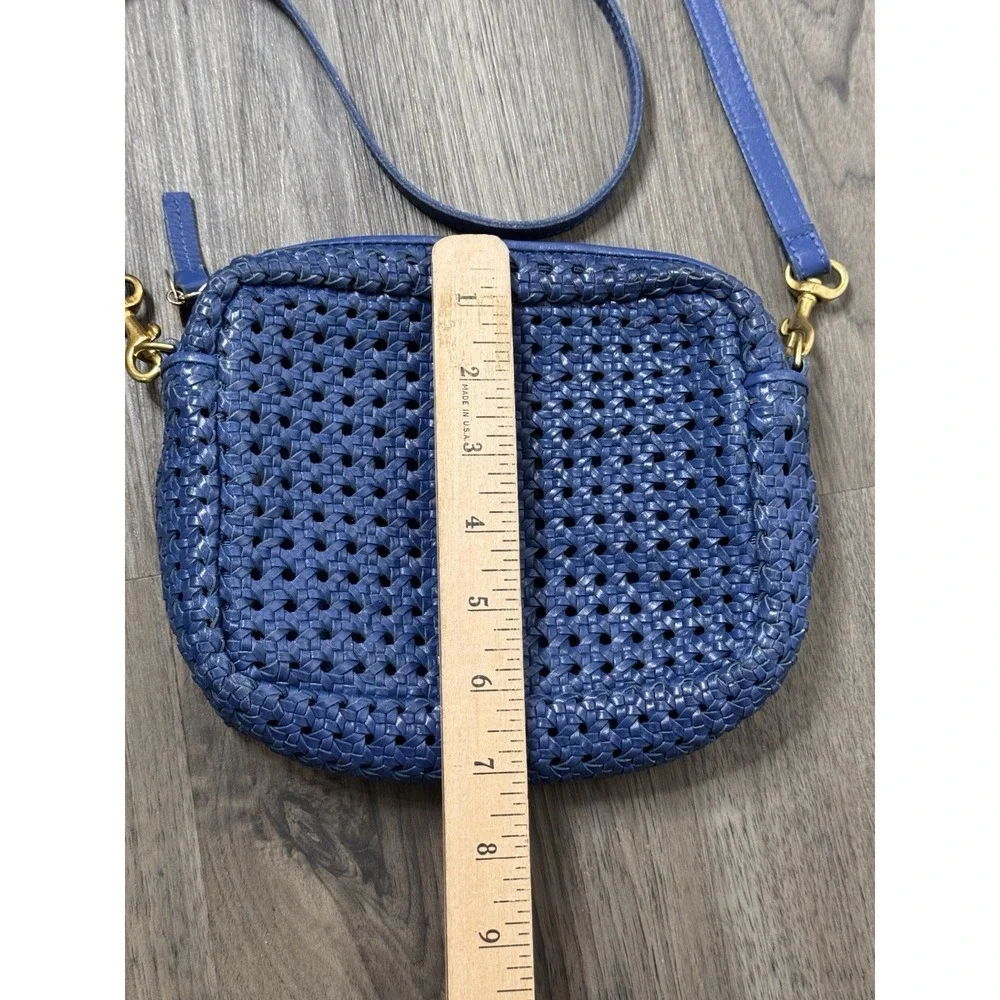 Clare V Midi Sac Crossbody Cobalt Blue Bag Woven Leather Purse Quiet Luxury Chic